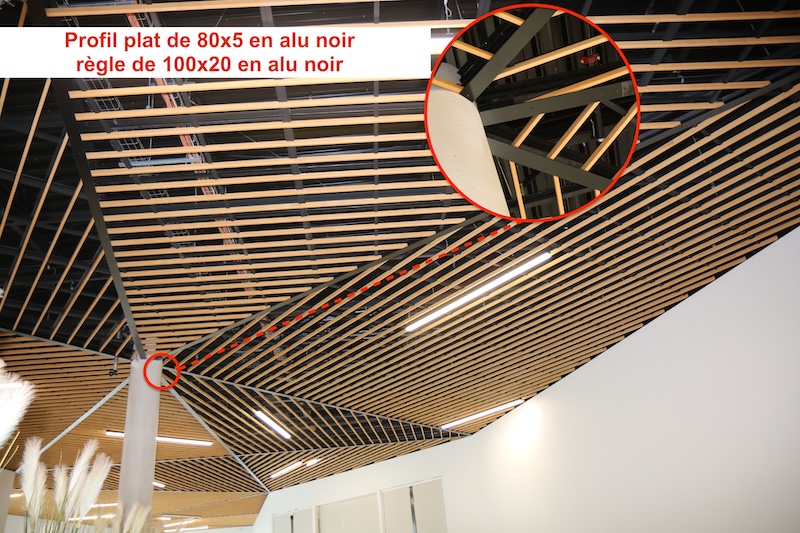 plafond avec tube rectangle aluminium